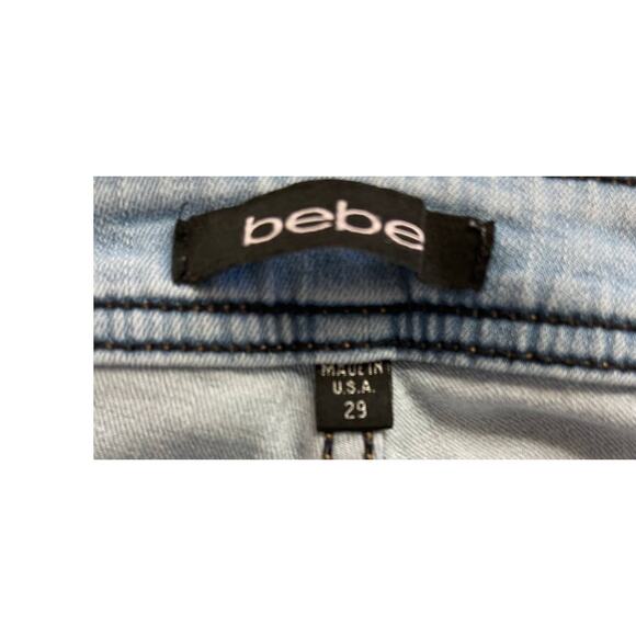 Vintage Bebe Distressed Skinny Made in USA Stretch Denim Jeans SIZE 29 - Picture 4 of 10